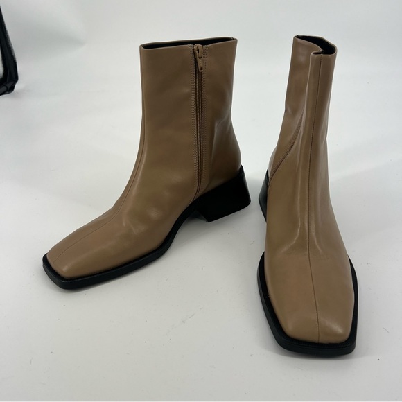 Vagabond Blanca Cream Leather Square Toe Block Heel Designer Ankle Booties 41 - Picture 4 of 11